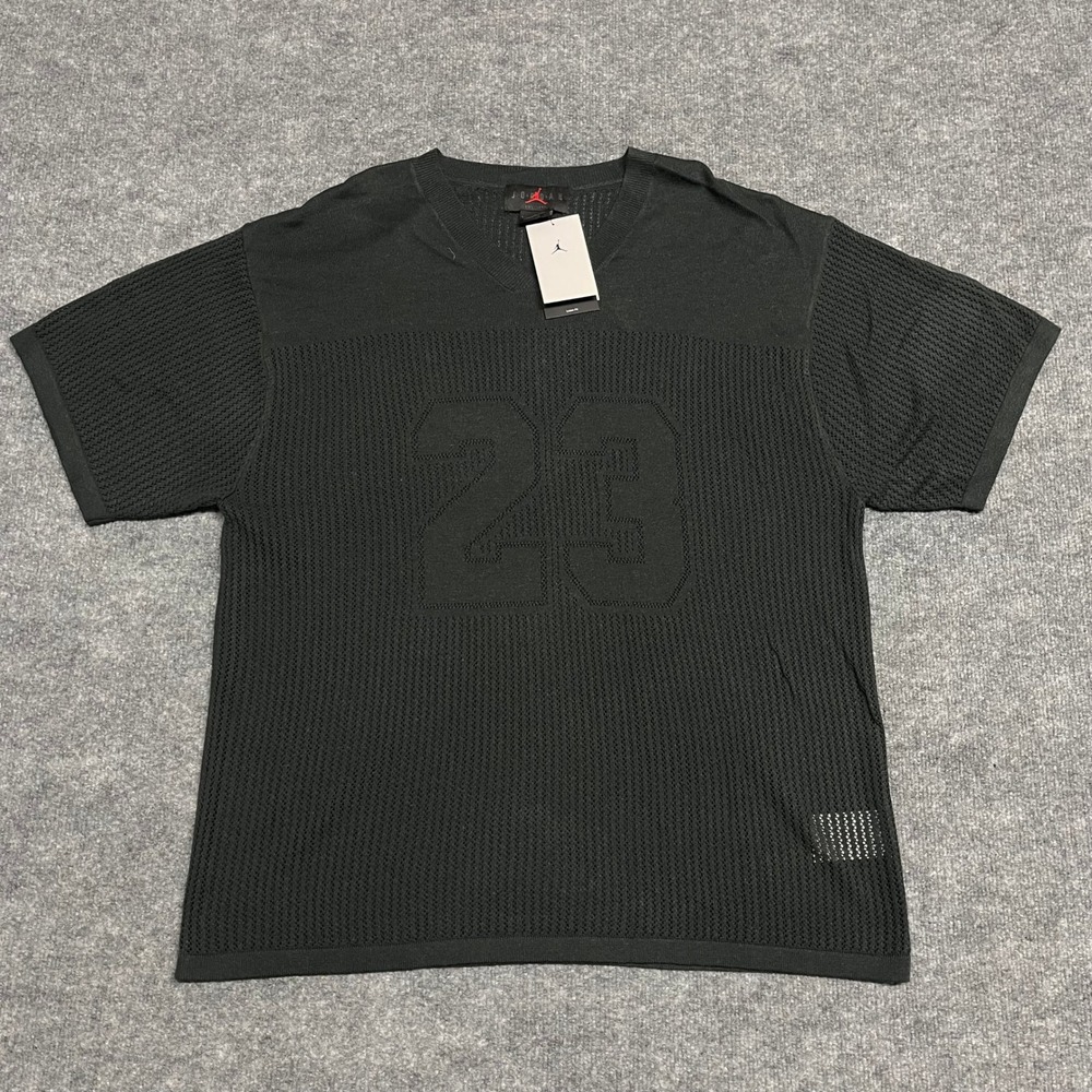 Nike Air Jordan Jersey‎ Mens Large Black Knit V-Neck Mesh 23 Graphic HQ0766-045